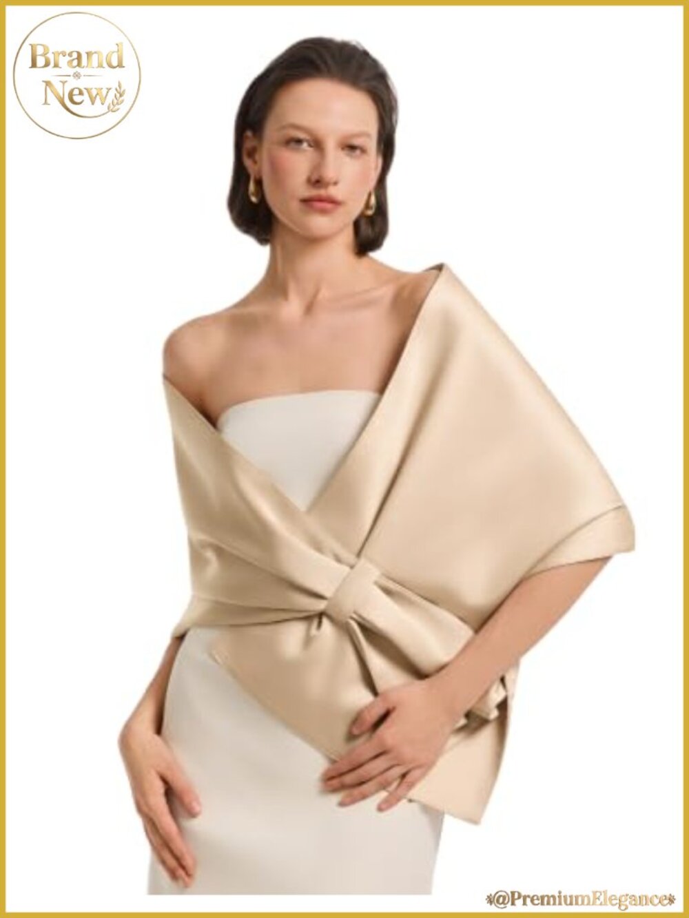 Satin Shawl Wrap Pull Through Evening Wedding Dress Cover Up